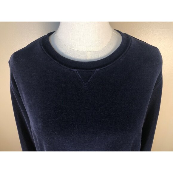 Lauren Ralph Lauren Cotton Blend Velour Long Sleeve Navy Sweatshirt Size L - Picture 2 of 10